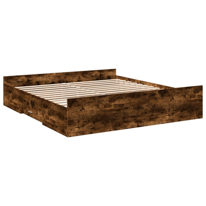 Giroletto con Cassetti Rovere Fumo 200x200 cm Legno Multistrato | homemem39