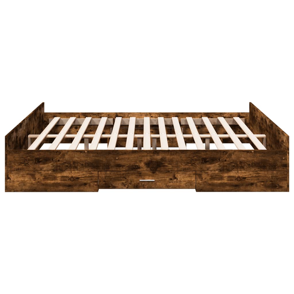 Giroletto con Cassetti Rovere Fumo 200x200 cm Legno Multistrato | homemem39