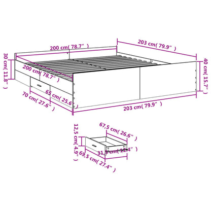 Giroletto con Cassetti Rovere Fumo 200x200 cm Legno Multistrato | homemem39