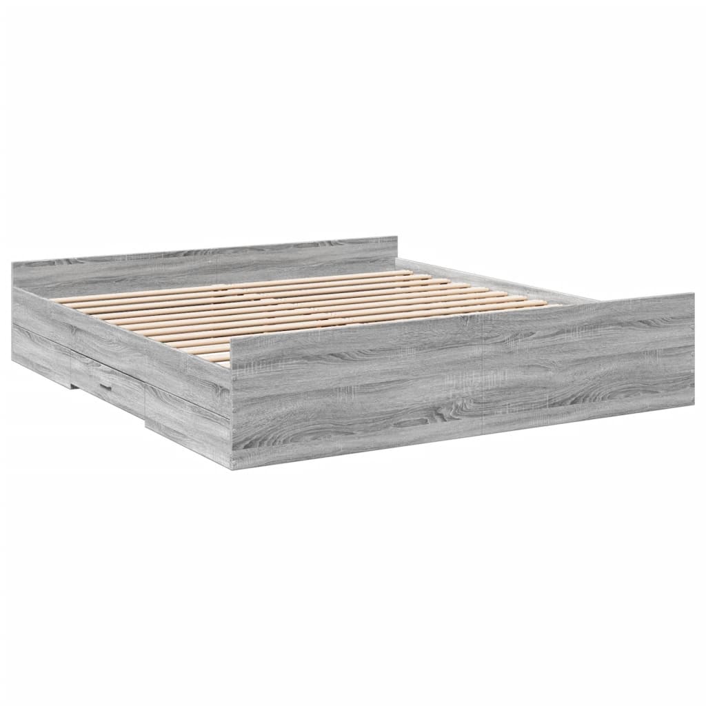 Giroletto Cassetti Grigio Sonoma 180x200 cm Legno Multistrato | homemem39