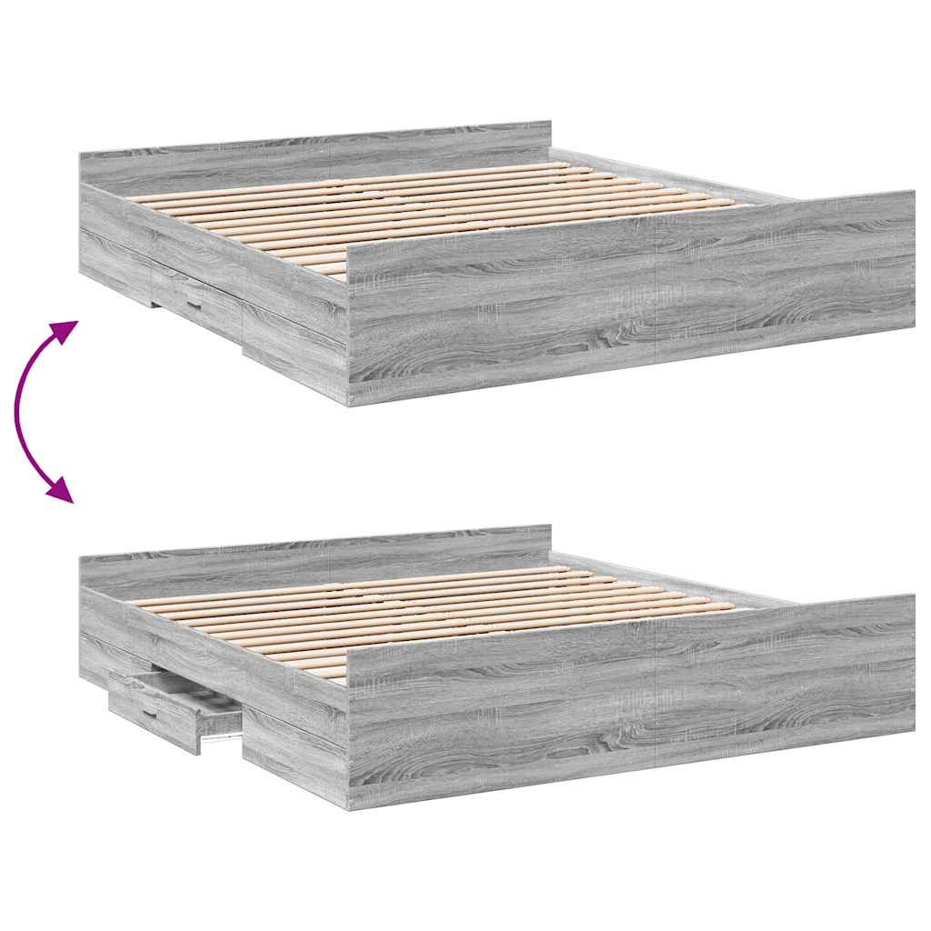 Giroletto Cassetti Grigio Sonoma 180x200 cm Legno Multistrato | homemem39