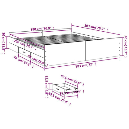 Giroletto Cassetti Grigio Sonoma 180x200 cm Legno Multistrato | homemem39