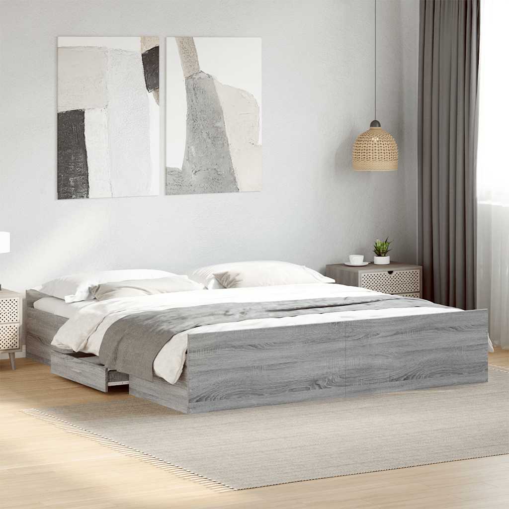 Giroletto Cassetti Grigio Sonoma 180x200 cm Legno Multistrato | homemem39