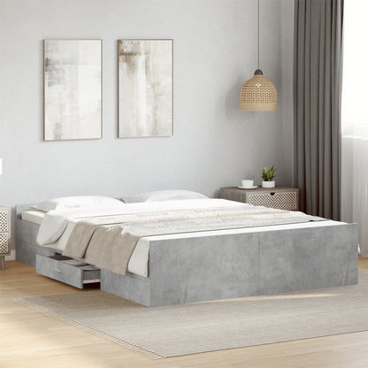 Giroletto Cassetti Grigio Cemento 160x200 cm Legno Multistrato - homemem39