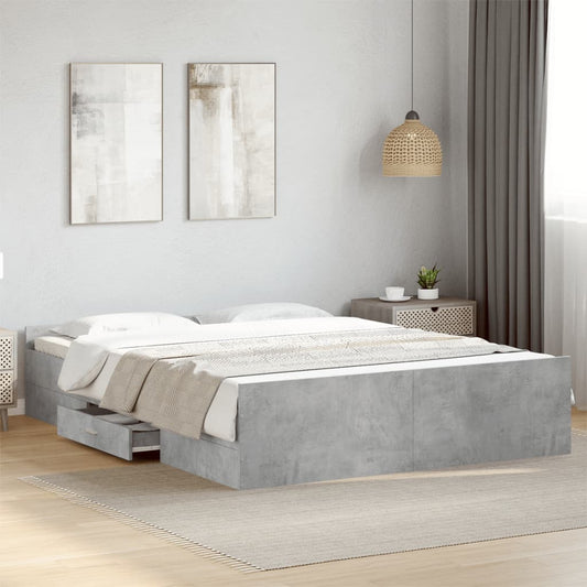 Giroletto Cassetti Grigio Cemento 160x200 cm Legno Multistrato - homemem39
