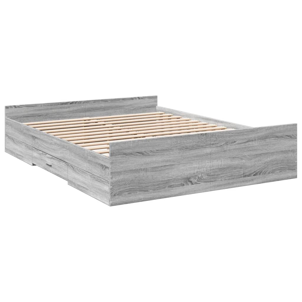 Giroletto Cassetti Grigio Sonoma 160x200 cm Legno Multistrato - homemem39