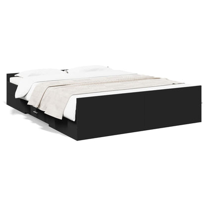 Giroletto con Cassetti Nero 150x200 cm in Legno Multistrato | homemem39