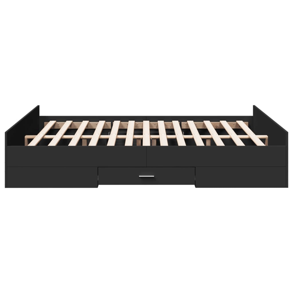 Giroletto con Cassetti Nero 150x200 cm in Legno Multistrato | homemem39
