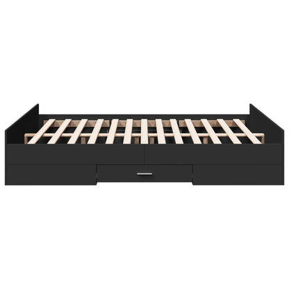 Giroletto con Cassetti Nero 150x200 cm in Legno Multistrato | homemem39