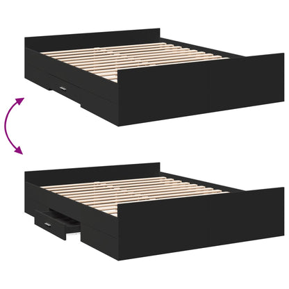 Giroletto con Cassetti Nero 150x200 cm in Legno Multistrato | homemem39