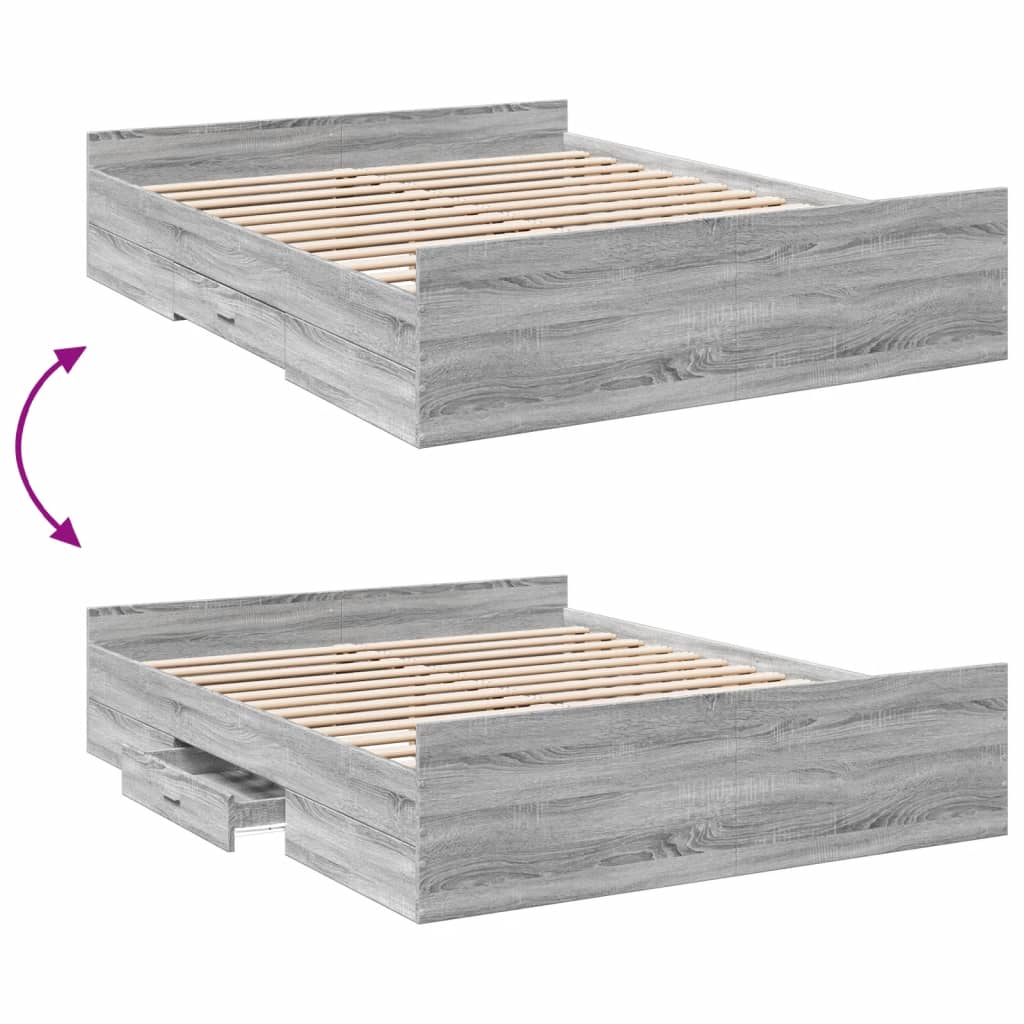 Giroletto Cassetti Grigio Sonoma 150x200 cm Legno Multistrato | homemem39
