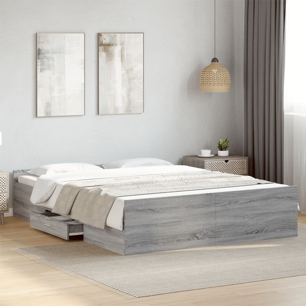 Giroletto Cassetti Grigio Sonoma 150x200 cm Legno Multistrato | homemem39