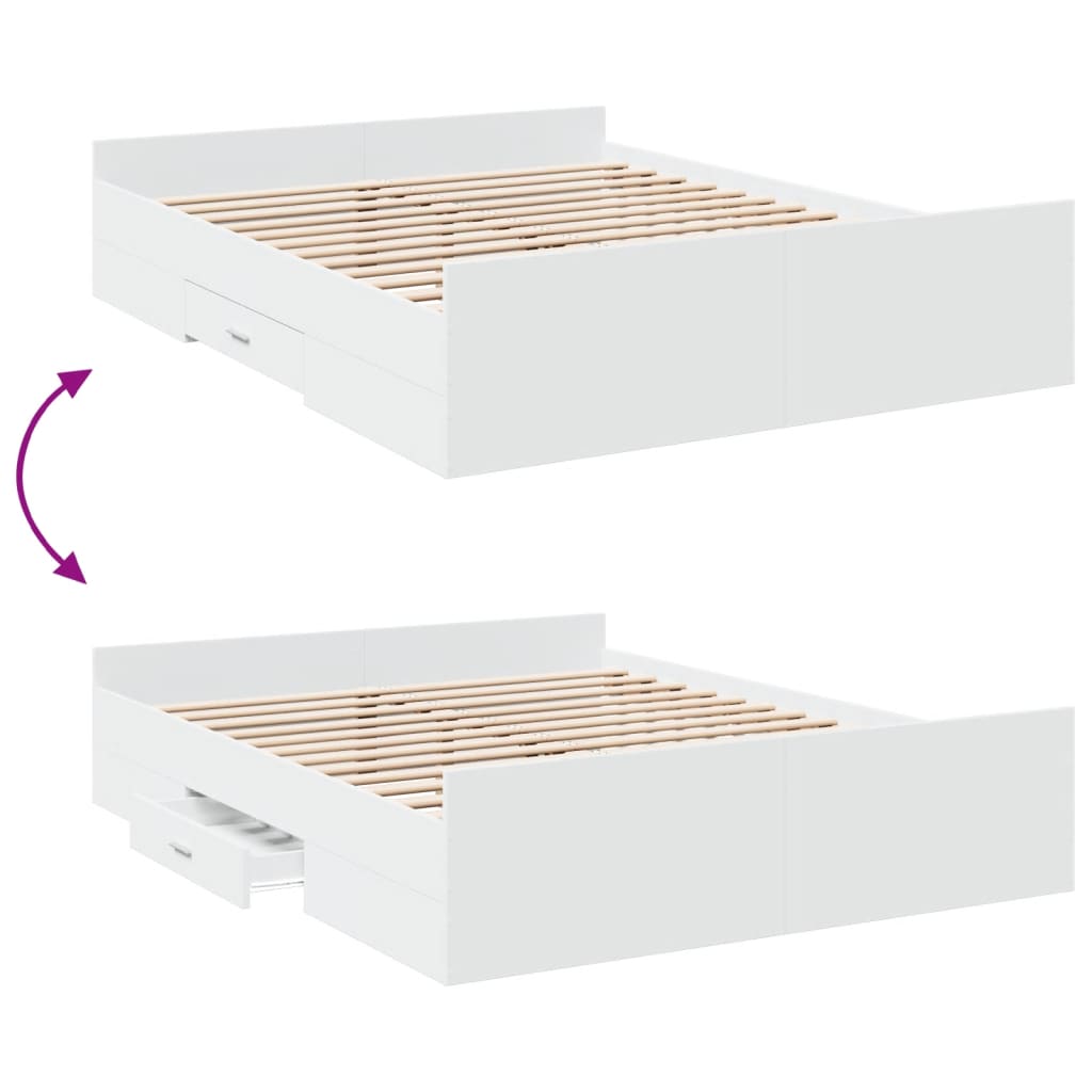 Giroletto con Cassetti Bianco 140x200 cm in Legno Multistrato | homemem39