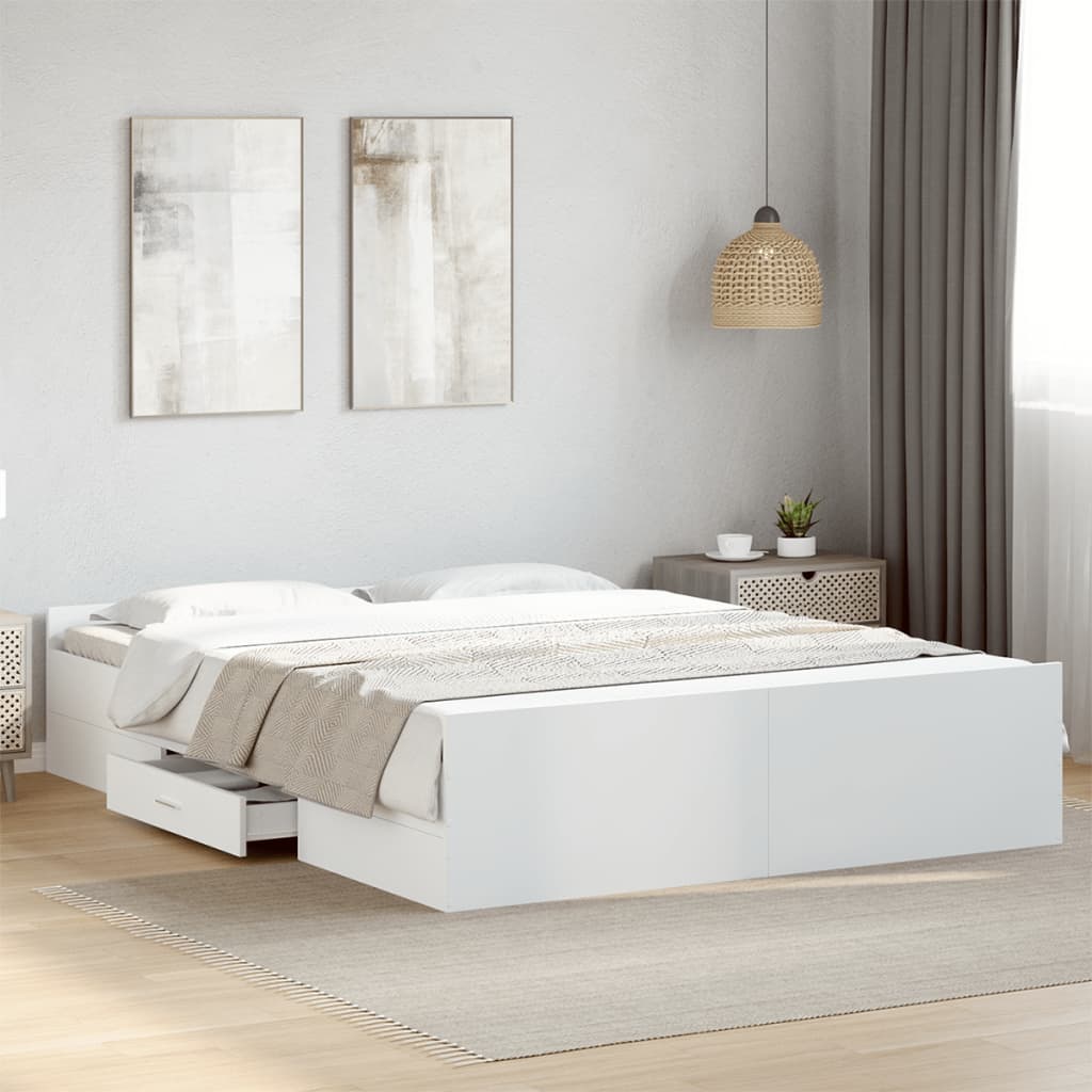 Giroletto con Cassetti Bianco 140x200 cm in Legno Multistrato | homemem39