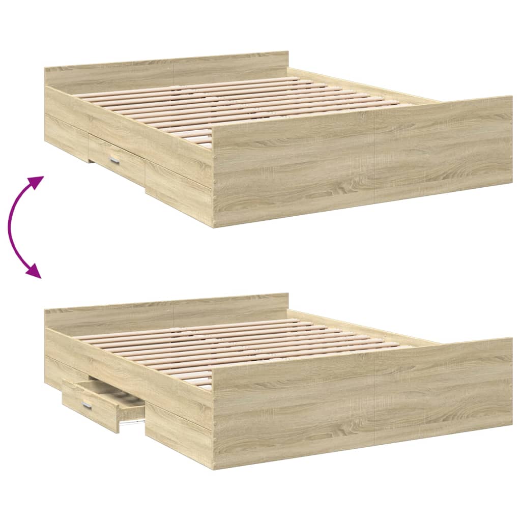 Giroletto Cassetti Rovere Sonoma 140x200 cm Legno Multistrato | homemem39