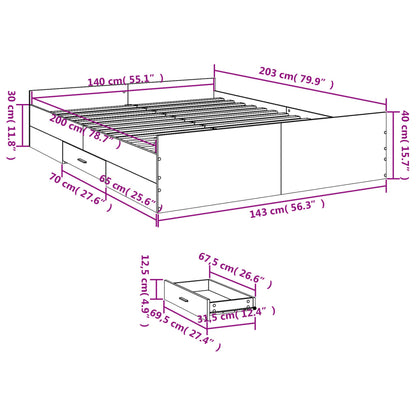 Giroletto Cassetti Rovere Sonoma 140x200 cm Legno Multistrato | homemem39