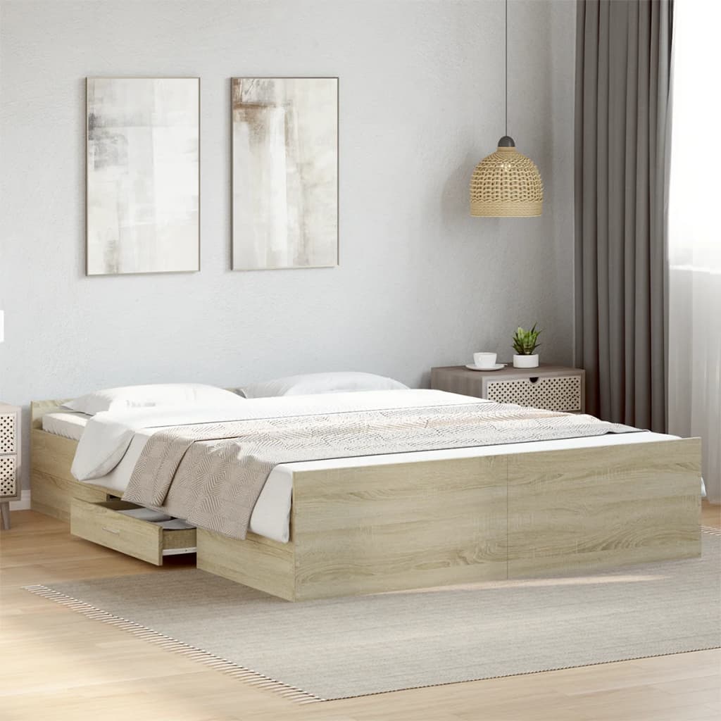 Giroletto Cassetti Rovere Sonoma 140x200 cm Legno Multistrato | homemem39
