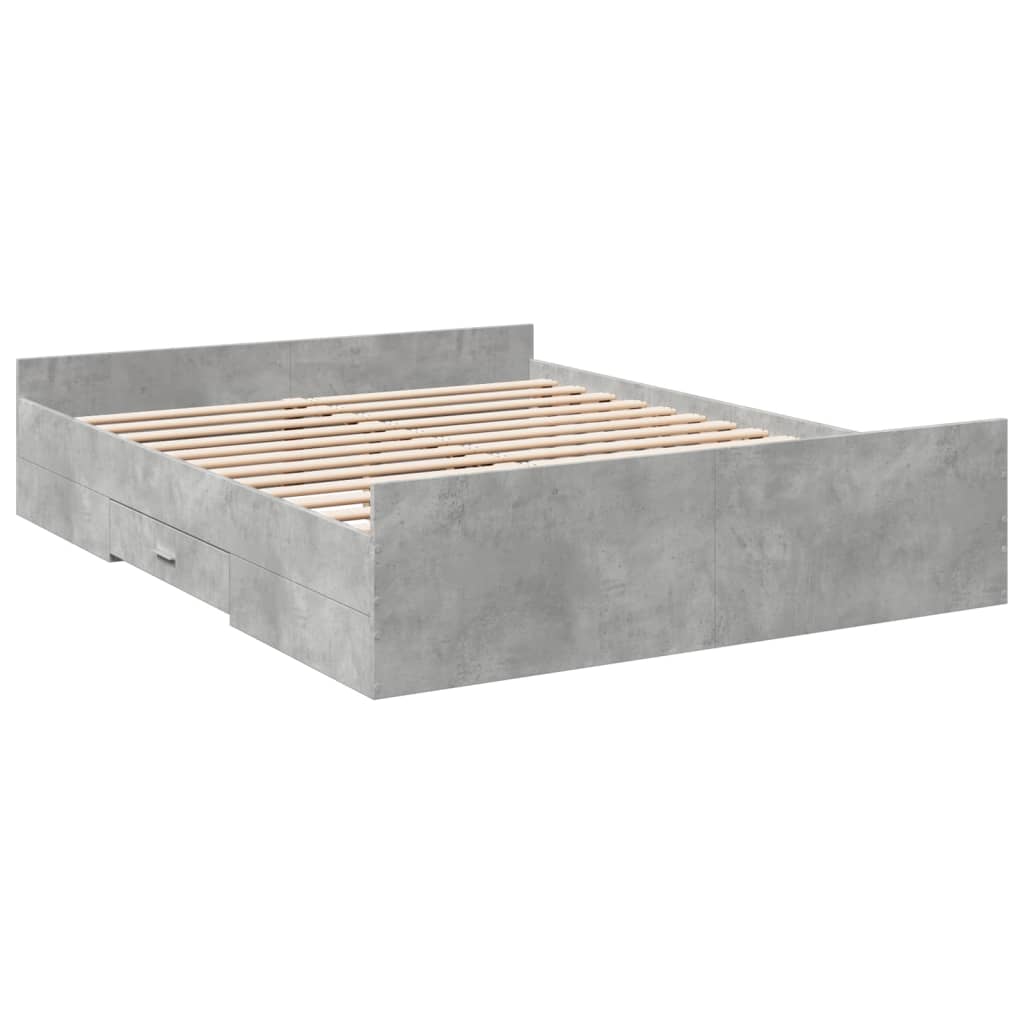 Giroletto Cassetti Grigio Cemento 140x200 cm Legno Multistrato - homemem39