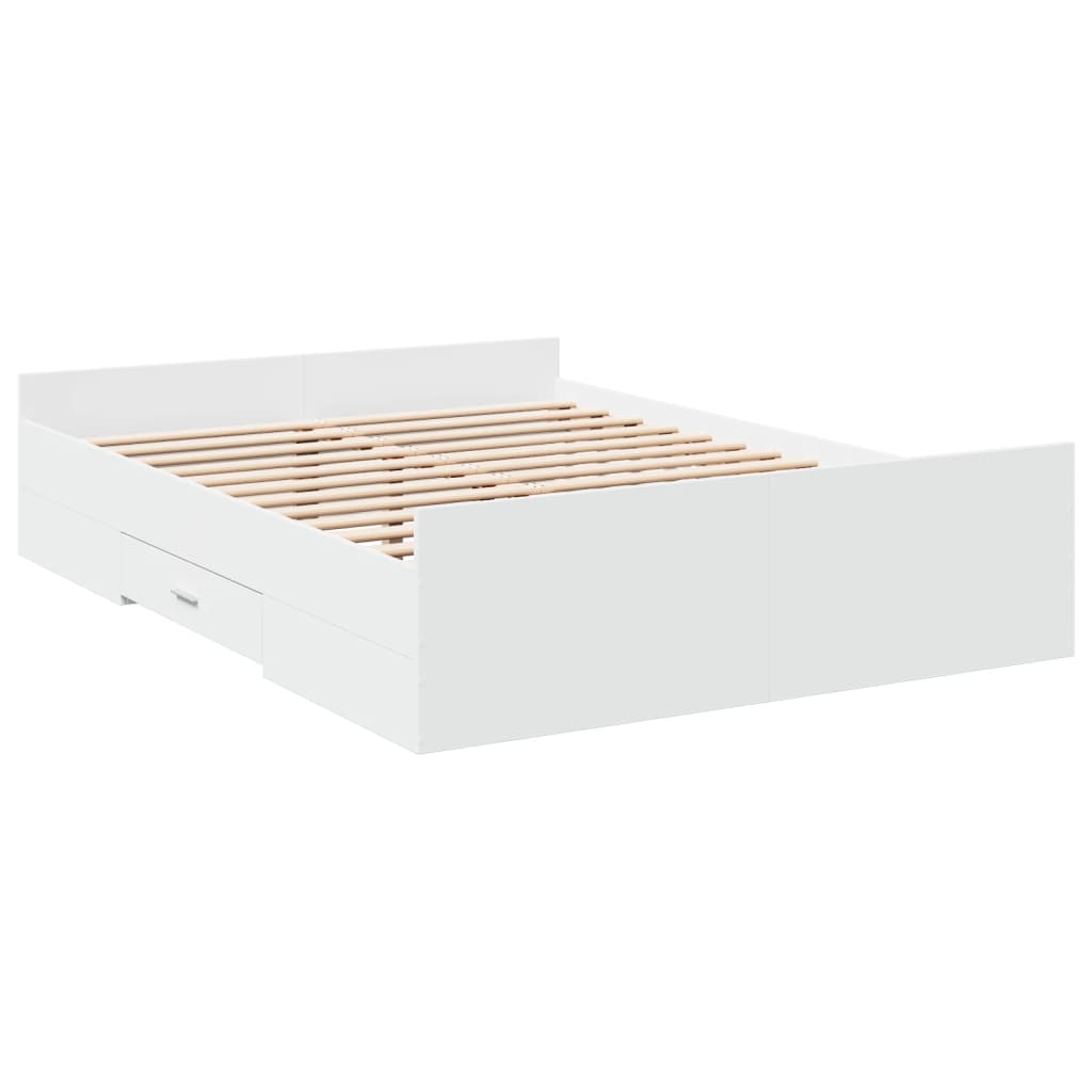 Giroletto con Cassetti Bianco 120x200 cm in Legno Multistrato | homemem39