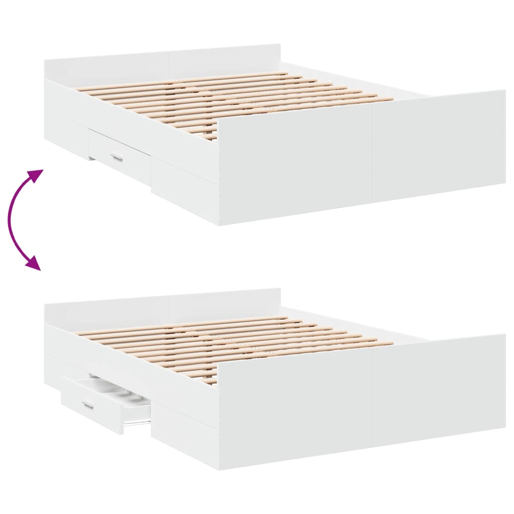 Giroletto con Cassetti Bianco 120x200 cm in Legno Multistrato | homemem39