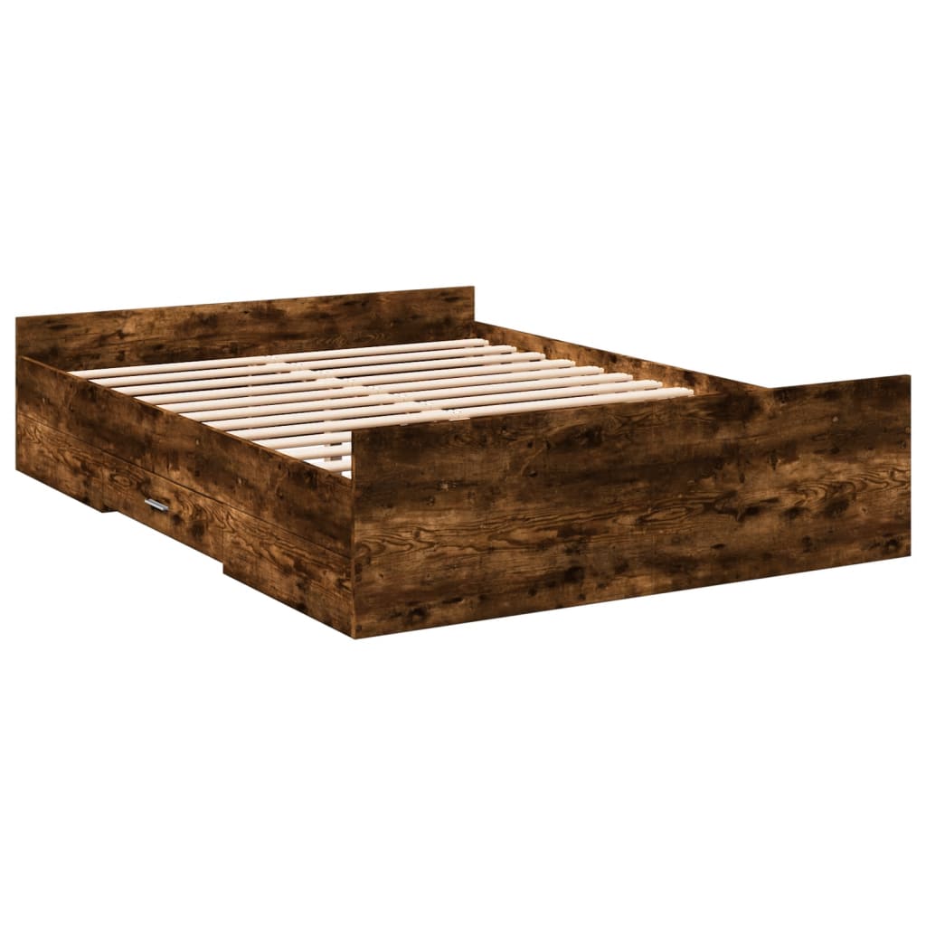 Giroletto con Cassetti Rovere Fumo 140x190 cm Legno Multistrato - homemem39