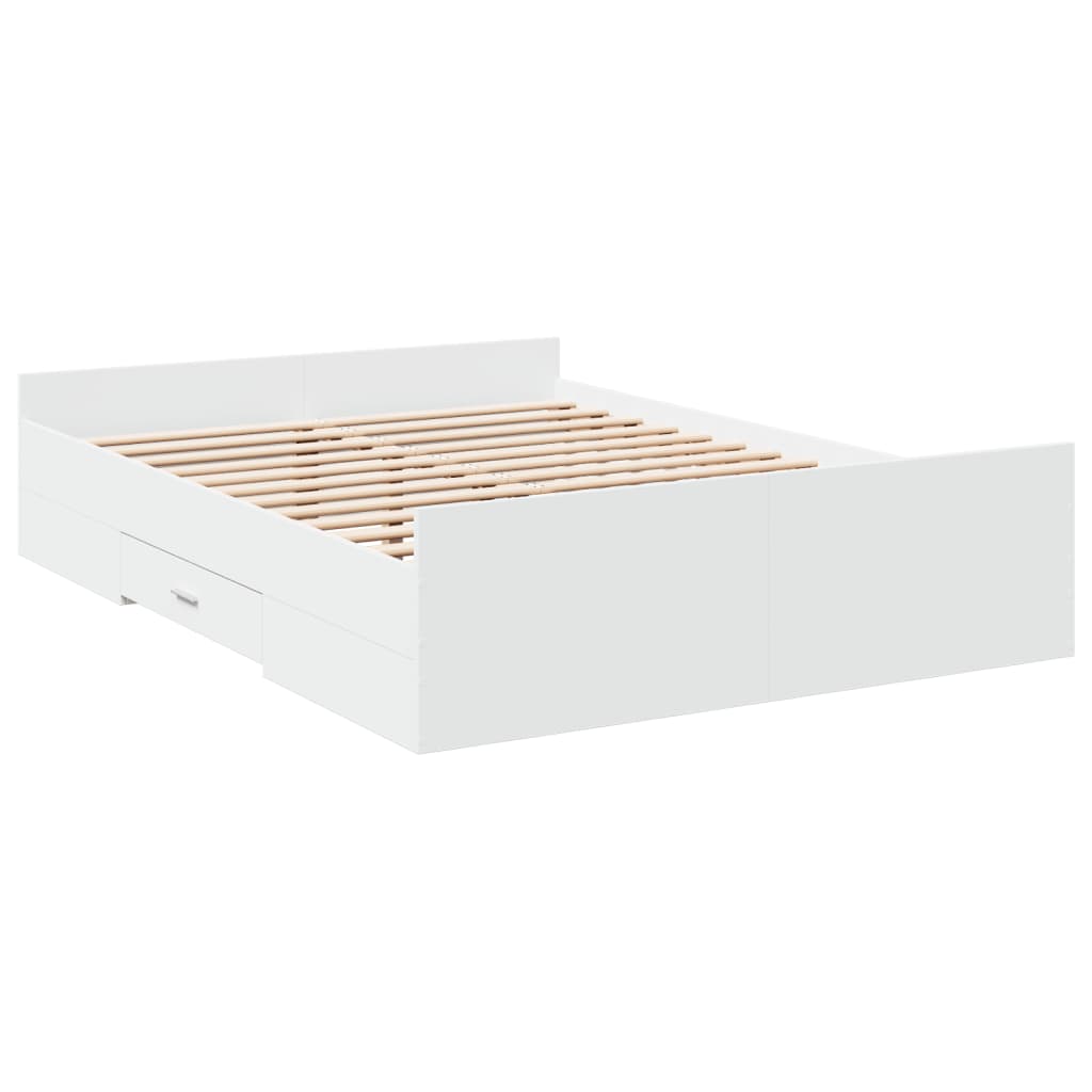 Giroletto con Cassetti Bianco 135x190 cm in Legno Multistrato | homemem39