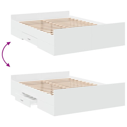 Giroletto con Cassetti Bianco 135x190 cm in Legno Multistrato | homemem39
