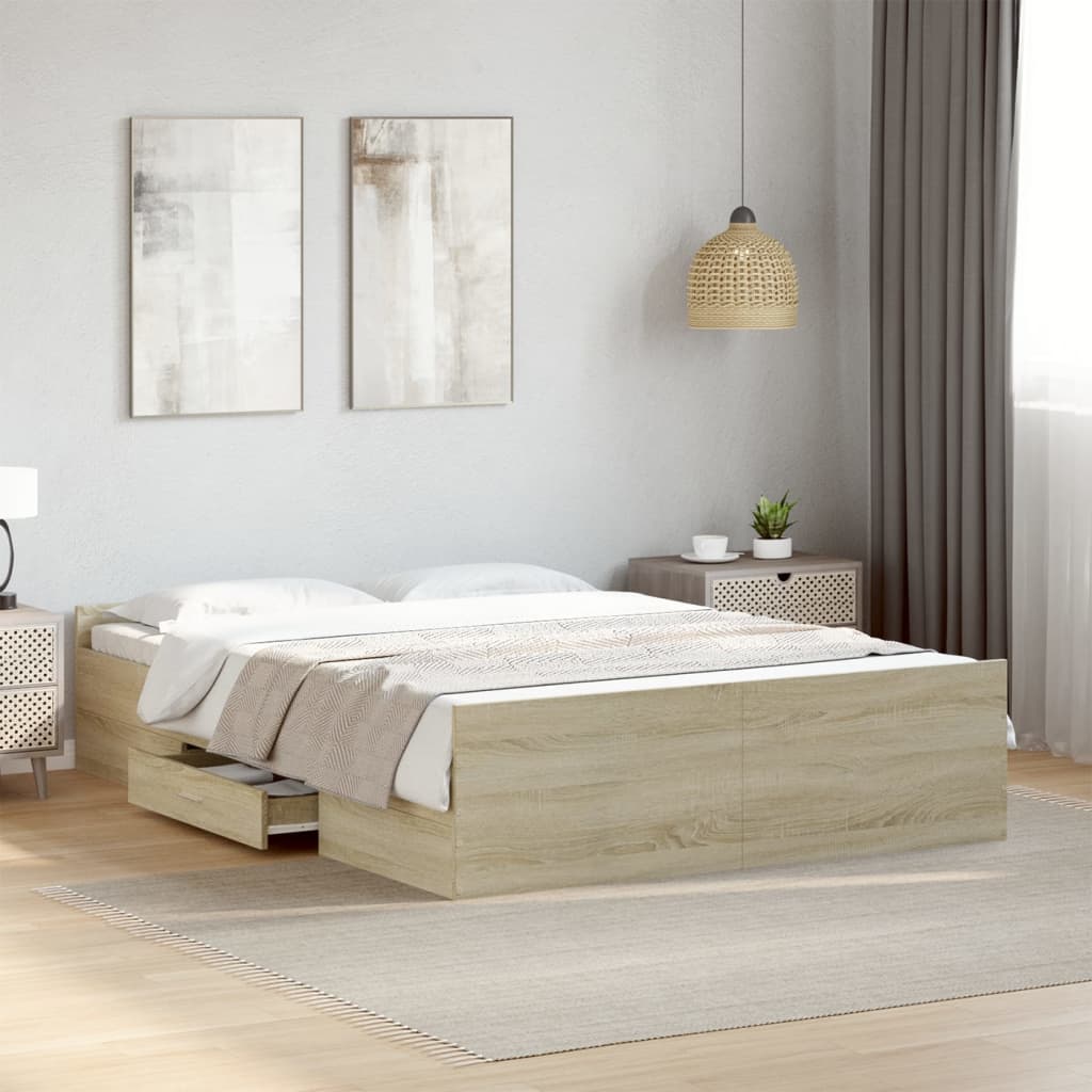 Giroletto Cassetti Rovere Sonoma 135x190 cm Legno Multistrato | homemem39