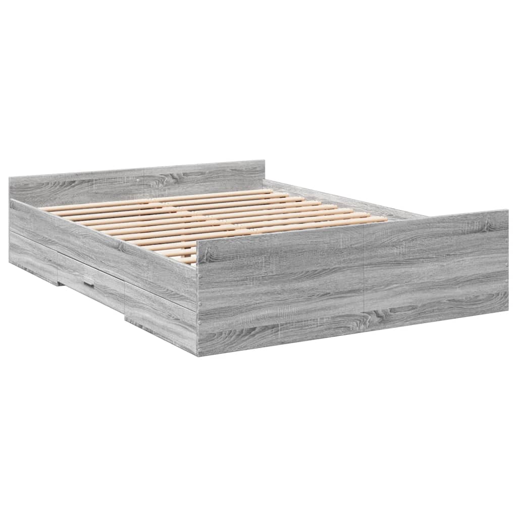 Giroletto Cassetti Grigio Sonoma 135x190 cm Legno Multistrato - homemem39