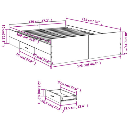 Giroletto con Cassetti Bianco 120x190 cm in Legno Multistrato | homemem39