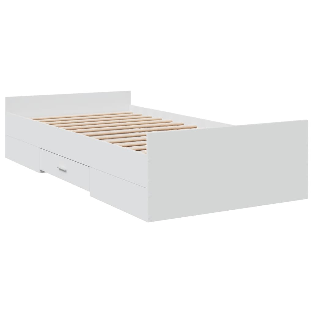 Giroletto con Cassetti Bianco 100x200 cm in Legno Multistrato | homemem39