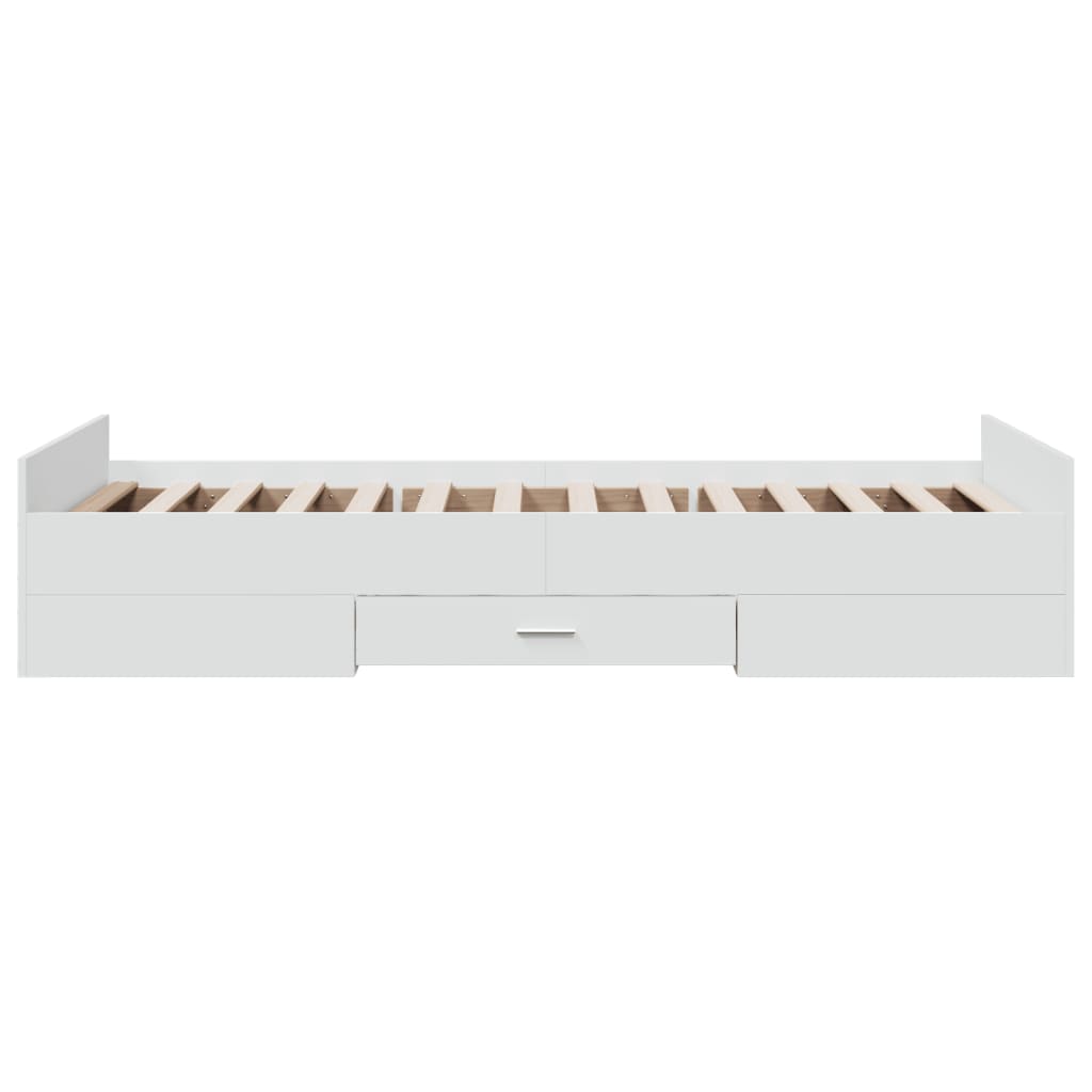 Giroletto con Cassetti Bianco 100x200 cm in Legno Multistrato | homemem39