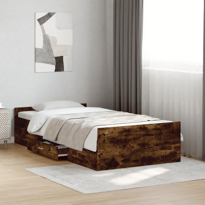 Giroletto con Cassetti Rovere Fumo 100x200 cm Legno Multistrato - homemem39