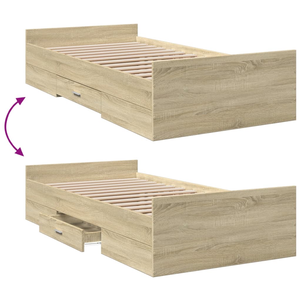 Giroletto Cassetti Rovere Sonoma 90x200 cm Legno Multistrato | homemem39