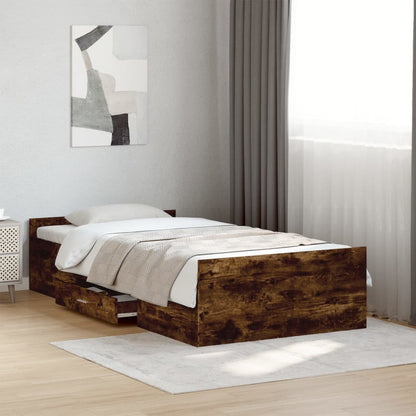 Giroletto con Cassetti Rovere Fumo 90x200 cm Legno Multistrato - homemem39