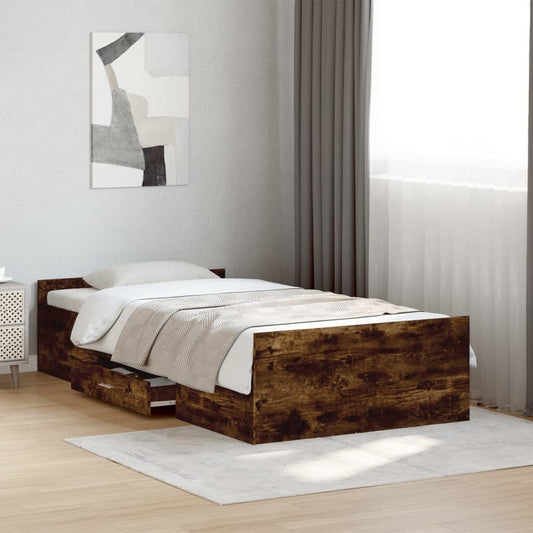 Giroletto con Cassetti Rovere Fumo 90x200 cm Legno Multistrato - homemem39