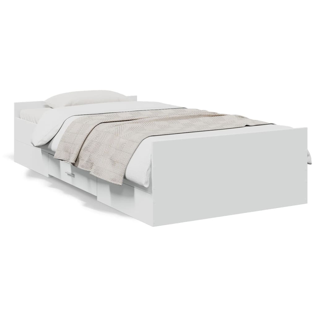 Giroletto con Cassetti Bianco 90x190 cm in Legno Multistrato | homemem39
