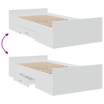 Giroletto con Cassetti Bianco 90x190 cm in Legno Multistrato | homemem39