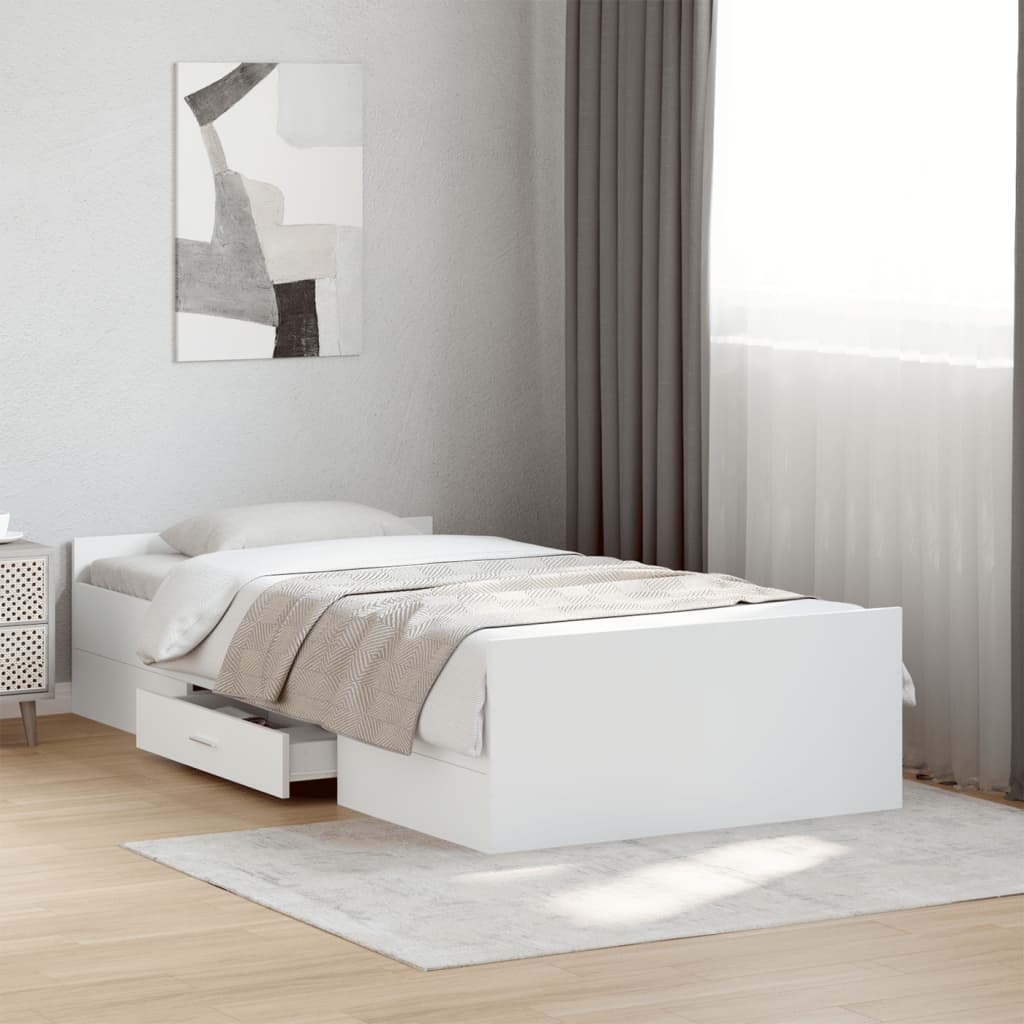 Giroletto con Cassetti Bianco 90x190 cm in Legno Multistrato | homemem39