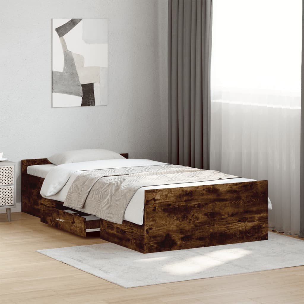Giroletto con Cassetti Rovere Fumo 90x190 cm Legno Multistrato - homemem39