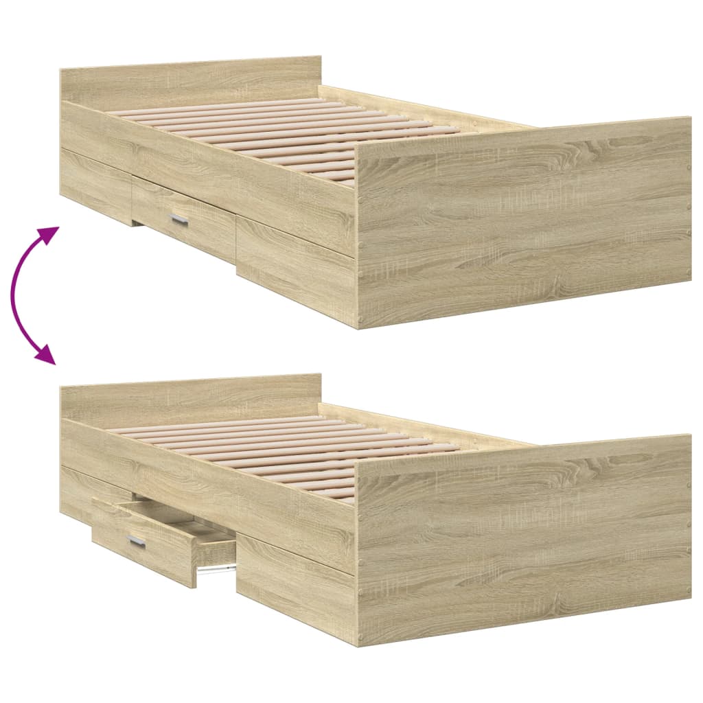 Giroletto Cassetti Rovere Sonoma 75x190 cm Legno Multistrato | homemem39