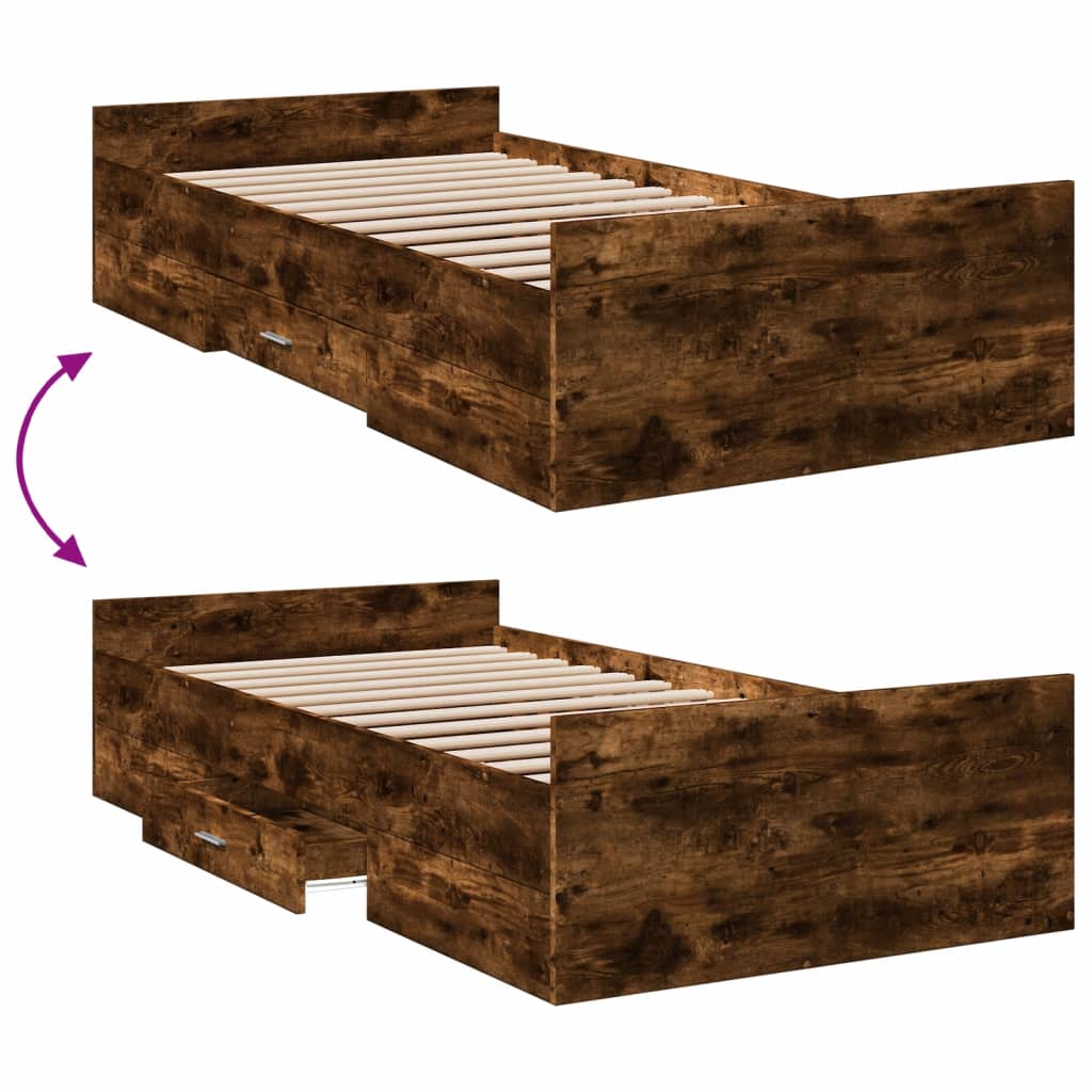Giroletto con Cassetti Rovere Fumo 75x190 cm Legno Multistrato | homemem39