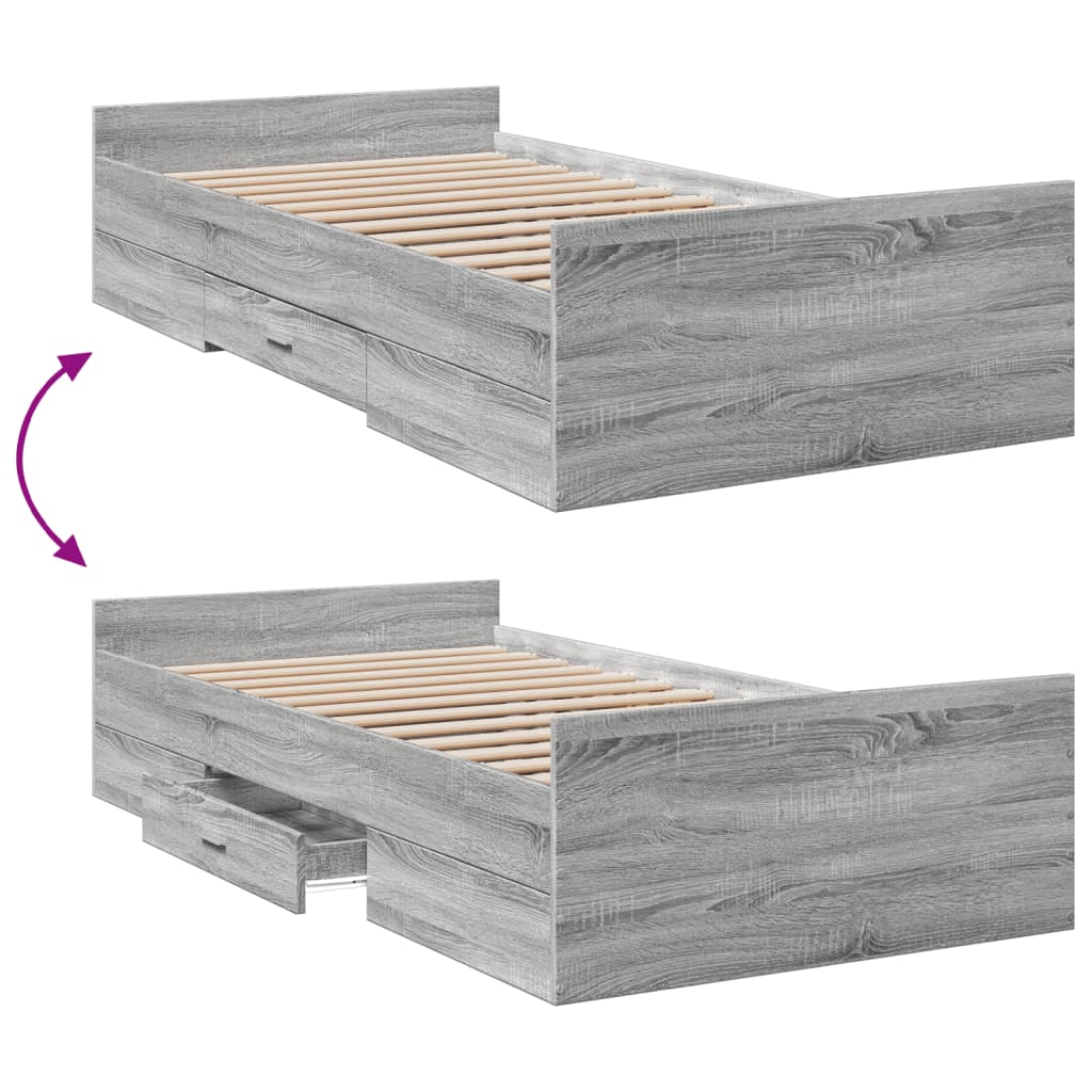Giroletto Cassetti Grigio Sonoma 75x190 cm Legno Multistrato | homemem39