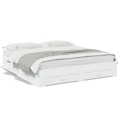 Giroletto con Cassetti Bianco 200x200 cm in Legno Multistrato - homemem39