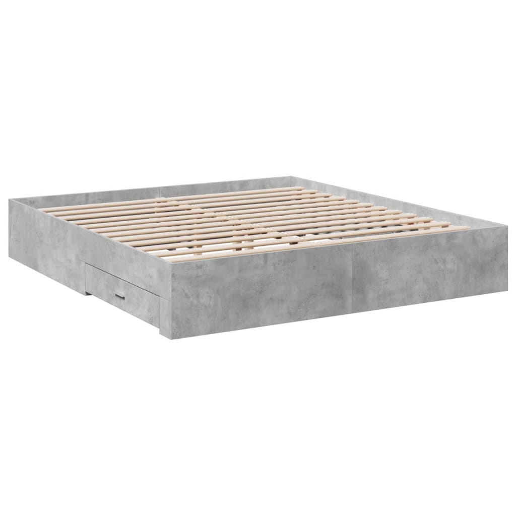 Giroletto Cassetti Grigio Cemento 200x200 cm Legno Multistrato - homemem39