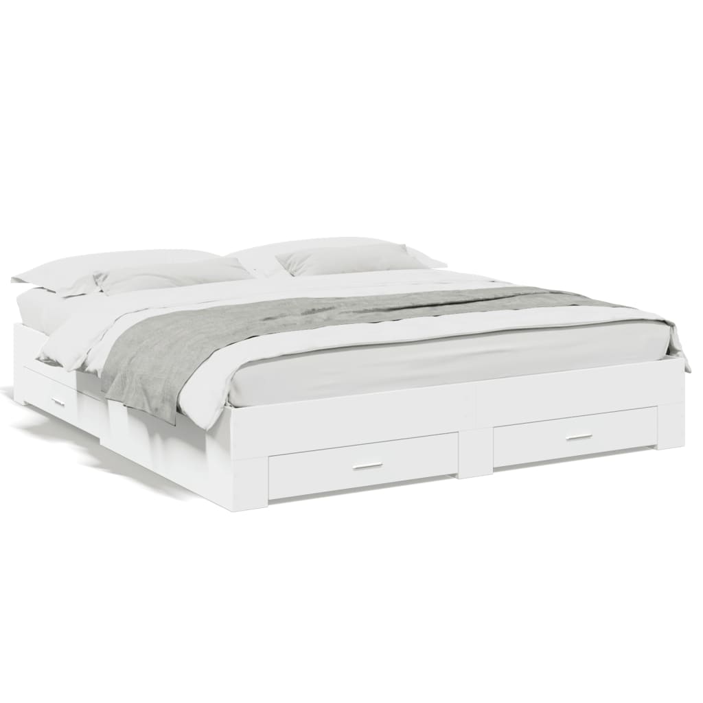 Giroletto con Cassetti Bianco 180x200 cm in Legno Multistrato - homemem39