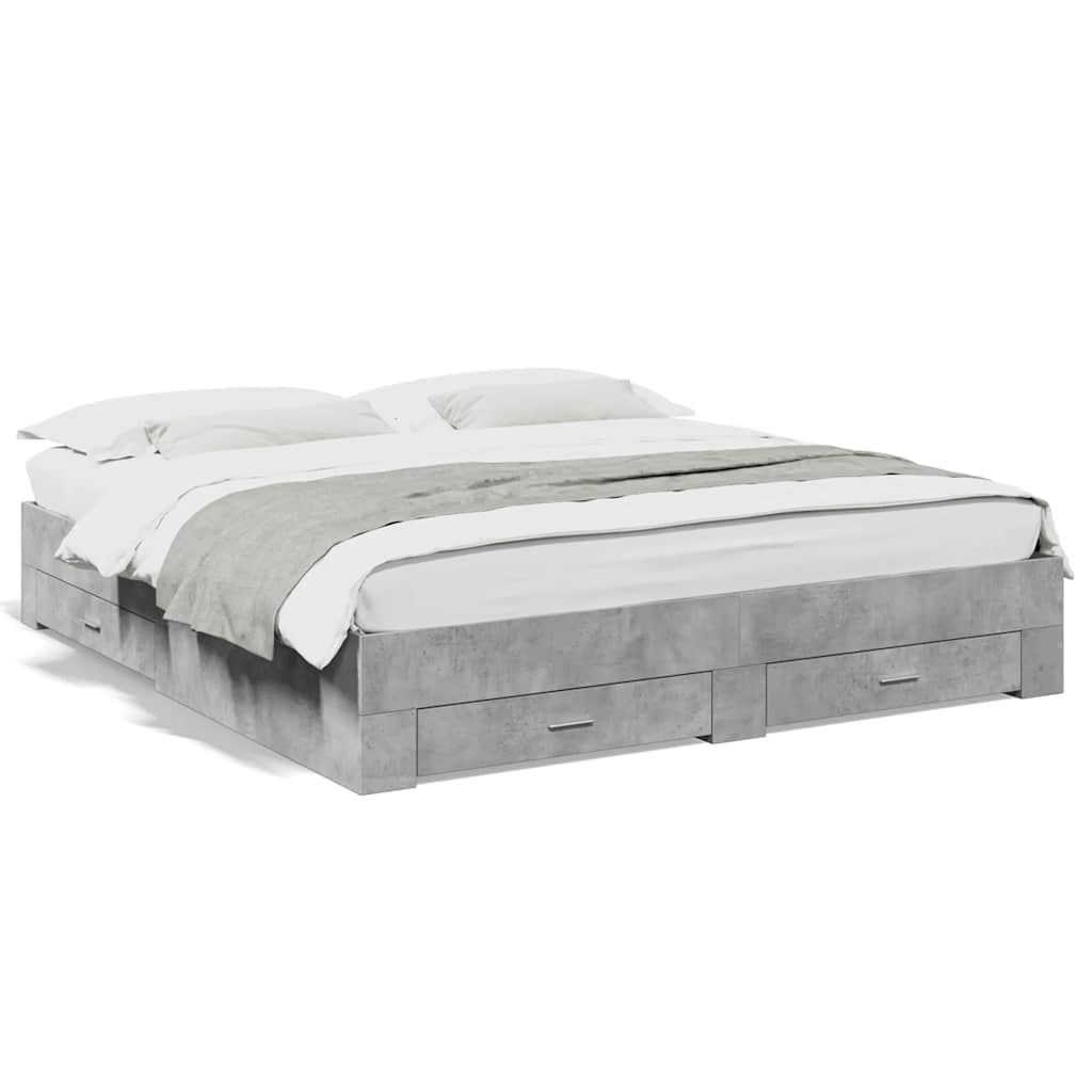 Giroletto Cassetti Grigio Cemento 180x200 cm Legno Multistrato | homemem39