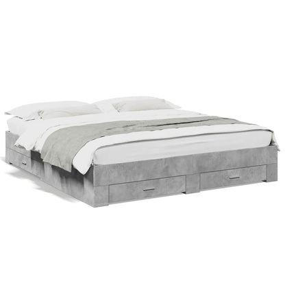 Giroletto Cassetti Grigio Cemento 180x200 cm Legno Multistrato | homemem39