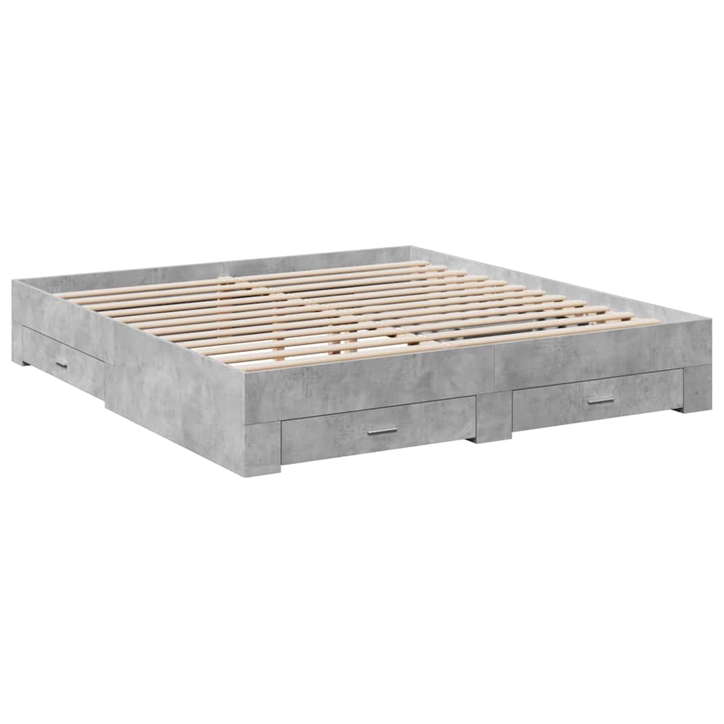 Giroletto Cassetti Grigio Cemento 180x200 cm Legno Multistrato | homemem39