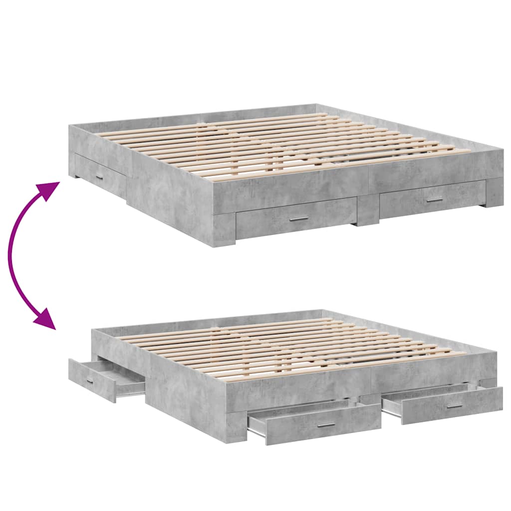 Giroletto Cassetti Grigio Cemento 180x200 cm Legno Multistrato | homemem39